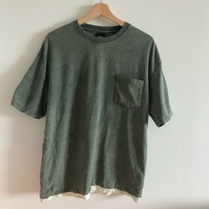 Zara heavyweight olive green cotton shirt